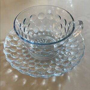 1940s Vintage Anchor Hocking Blue Bubble Glass